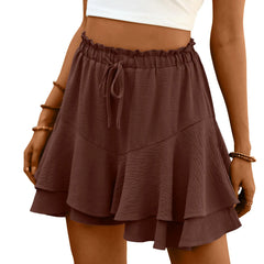 Women's Flowy Boho Shorts with Ruffle Tiered Butterfly Hem