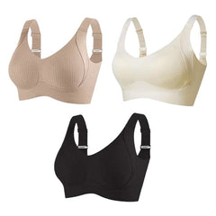 ️Women's Ribbed Push Up Adjustable Wireless Bra