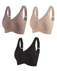 ️Women's Ribbed Push Up Adjustable Wireless Bra