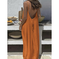 Womens Sleeveless Cami Lounge Maxi Dress Solid Color Sleepwear