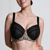 Plus Size Leopard Lace Underwire Bra with Heart Applique