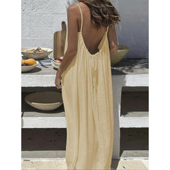 Womens Sleeveless Cami Lounge Maxi Dress Solid Color Sleepwear