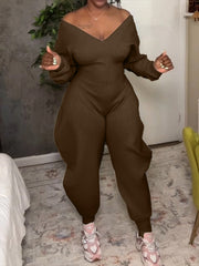 V-Neck Sexy Slim Long-Sleeved Jumpsuit
