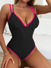 Solid Color Fashion Slim Straps Backless Sexy Bikini Swimsuit