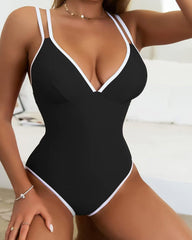 Solid Color Fashion Slim Straps Backless Sexy Bikini Swimsuit