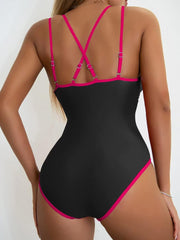 Solid Color Fashion Slim Straps Backless Sexy Bikini Swimsuit