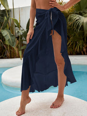 Ruffle Sarong Cover Up Self Tie Wrap Skirt
