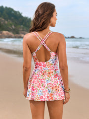 Knot Hem Ruched One-Piece Swim Dress