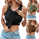 Summer Sexy Ribbed Vest with Built-in Bra