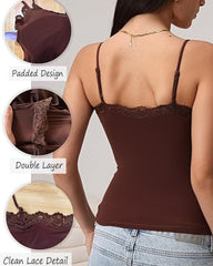 Padded Lace Cami Top Double Lined Sexy Tank Top