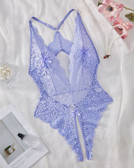 Bridal Whisper Halter Neck Lace crothless Teddy