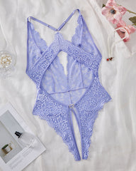 Bridal Whisper Halter Neck Lace crothless Teddy