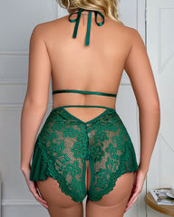 sexy hollow lace see-through straps crotchless Teddies&Bodysuits