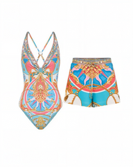 Printed Swimsuit Shorts Set