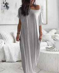 Off-Shoulder Batwing Sleeve Maxi Dress