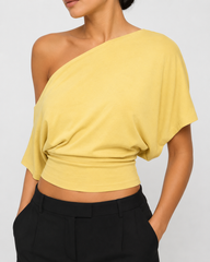 Elengatine Women Off Shoulder Crop Top – Slim Fit Casual Tee