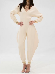 V-Neck Sexy Slim Long-Sleeved Jumpsuit