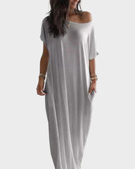 Off-Shoulder Batwing Sleeve Maxi Dress