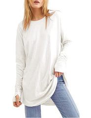 Casual Thumbhole Long Sleeve Top