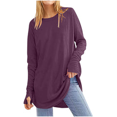 Casual Thumbhole Long Sleeve Top