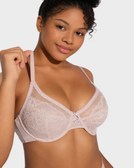 Full Coverage Lace Minimizer Bra - Petal