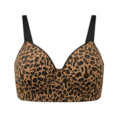 Plus Size Leopard Print Seamless Full Coverage Support Bra