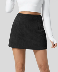 High Waisted Invisible Zipper 2-in-1 Mini A-line Corduroy Casual Skirt