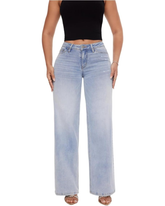 Mid-Rise Hip-Lifting Straight-Leg Loose-Fitting Jeans