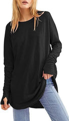 Casual Thumbhole Long Sleeve Top