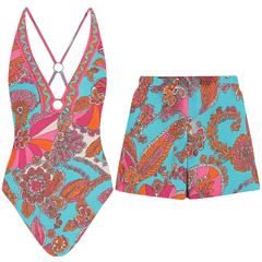 Printed Swimsuit Shorts Set