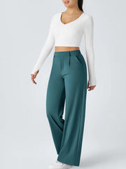 High Waisted Pocket Straight Leg Work Pants