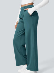 High Waisted Pocket Straight Leg Work Pants