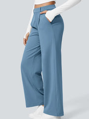 High Waisted Pocket Straight Leg Work Pants