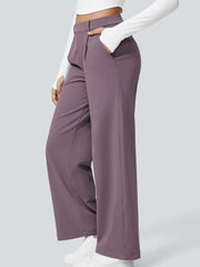 High Waisted Pocket Straight Leg Work Pants