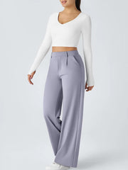 High Waisted Pocket Straight Leg Work Pants