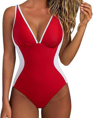 Color Block Tummy Control One-Piece Swimsuit