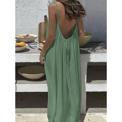 Womens Sleeveless Cami Lounge Maxi Dress Solid Color Sleepwear