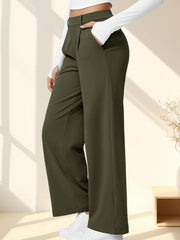 High Waisted Pocket Straight Leg Work Pants