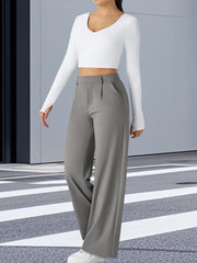 High Waisted Pocket Straight Leg Work Pants