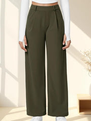 High Waisted Pocket Straight Leg Work Pants
