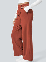 High Waisted Pocket Straight Leg Work Pants