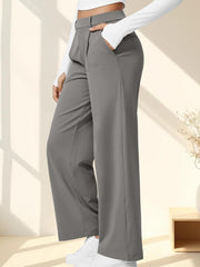 High Waisted Pocket Straight Leg Work Pants