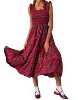 Christmas Plaid Ruffle Party Dress