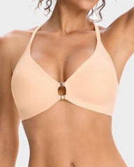 Front Closure Wireless Plunge Lace Racerback Bra
