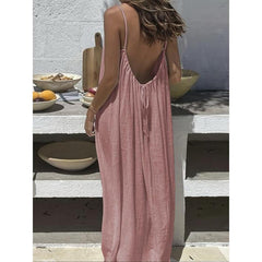 Womens Sleeveless Cami Lounge Maxi Dress Solid Color Sleepwear