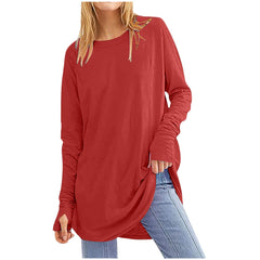 Casual Thumbhole Long Sleeve Top