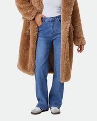 Minimalist High Waist Denim Stretch Wide Leg Jeans