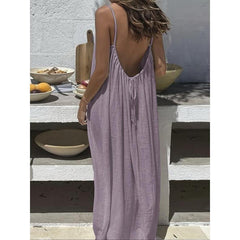 Womens Sleeveless Cami Lounge Maxi Dress Solid Color Sleepwear