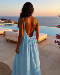 Womens Sleeveless Cami Lounge Maxi Dress Solid Color Sleepwear