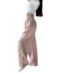 Women's Parachute Wide-Leg Pants, High-Waisted Baggy Track Trousers